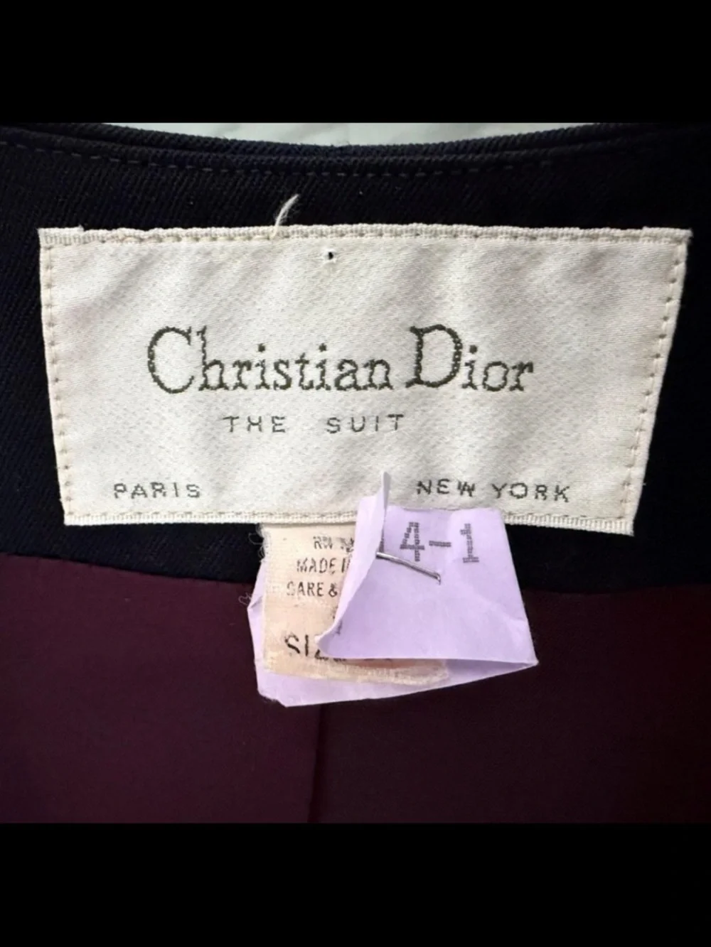 Vintage Christian Dior The Suit Collarless Blazer Jacket 100% Wool Sz 10